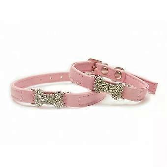 Crystal Bow Collar Pink 25cm