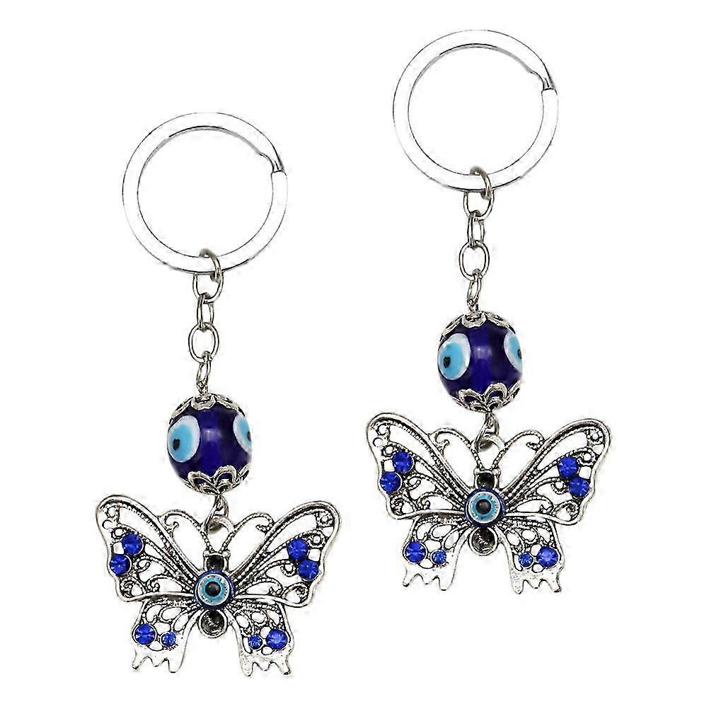 Evil Eye Key Chains Butterflies compatible with Decoration 2Pcs Practical Key Ring Pendants