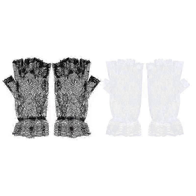 2pair Lace Gloves For Womene