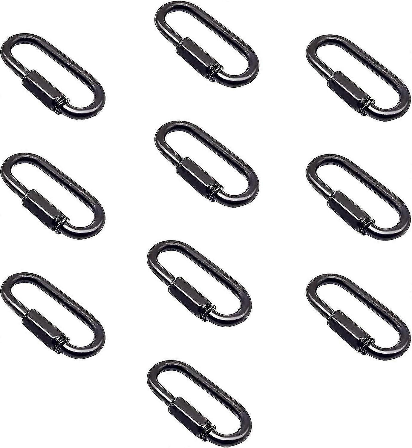 10 Pack D Shape Chain Locking 4mm Chain Quick Link Connector, Black