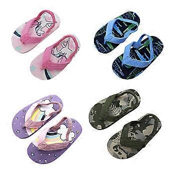 Toddler Flip Flop Sandals with Back Strap, Boys Girls Water Shoes for Beach and Pool, Size 22-26