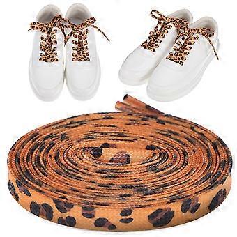 1 Pair Leopard Shoe Laces Sneaker Shoe Laces Thin Flat Shoelaces Shoestrings Universal Shoe Straps Animal Patterned Shoe Laces