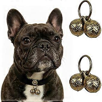 Campanas de cobre para collar de mascotas, 4 unidades de campanillas de aleación de 1,7 cm, extra ruidosas, tamaño universal, accesorios colgantes para perros, gatos y todas las mascotas pequeñas, con sistema antipérdida.