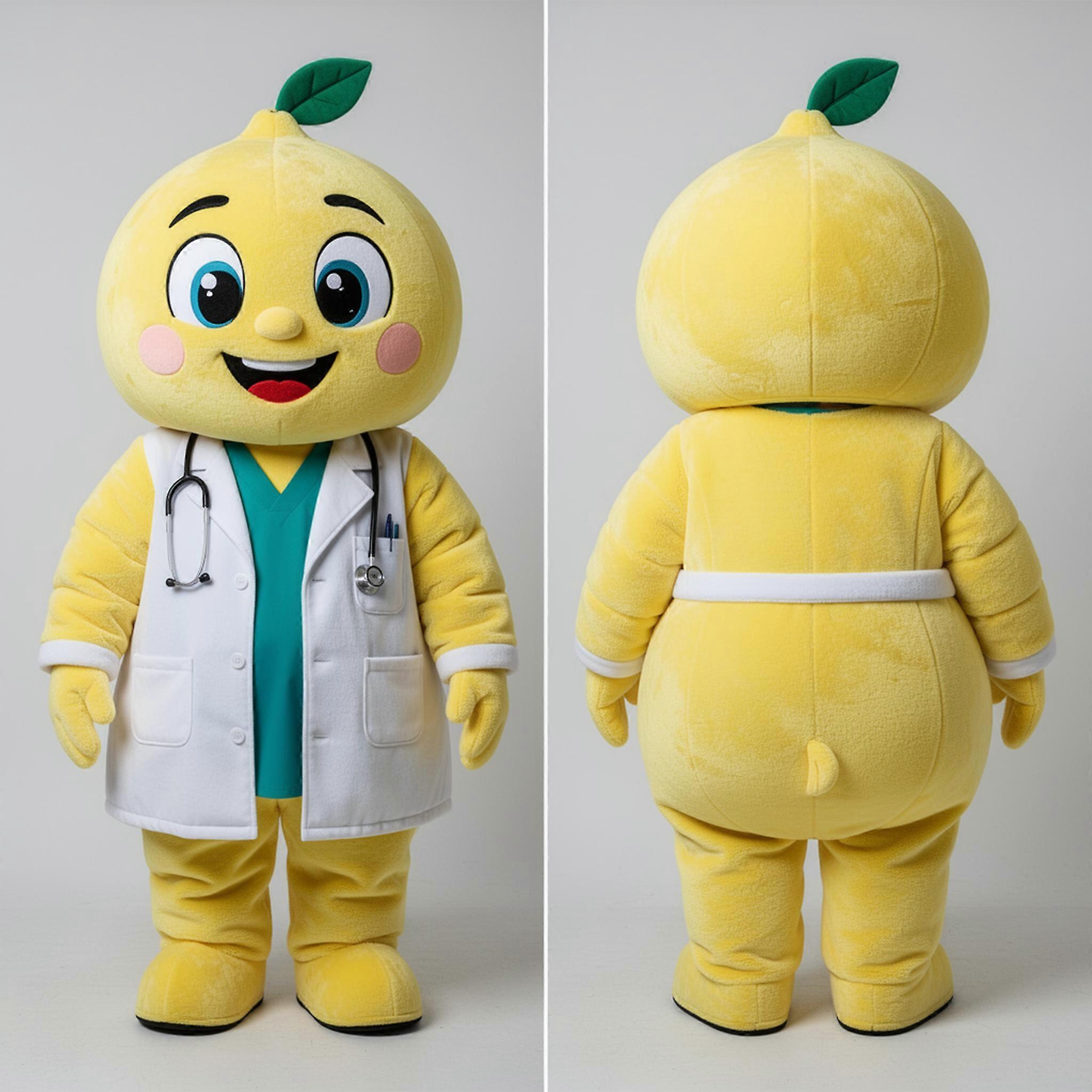 MASTICOT Lemon Yellow Cheerful Doctor Mascot
