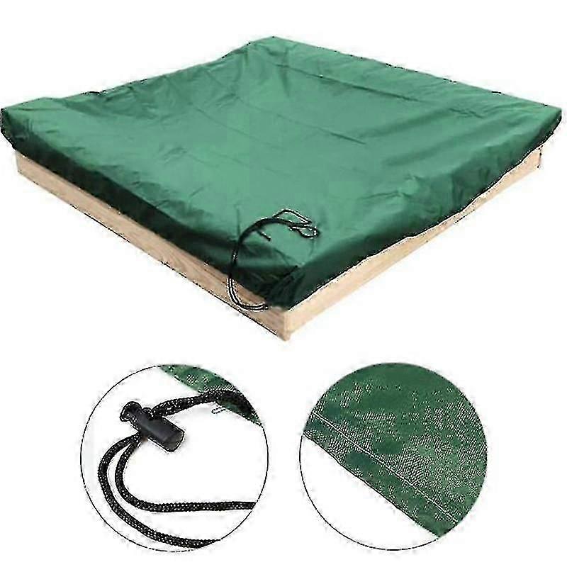 Waterproof Sandbox Cover with Drawstring, Green Polyester Sandpit Canopy Cover