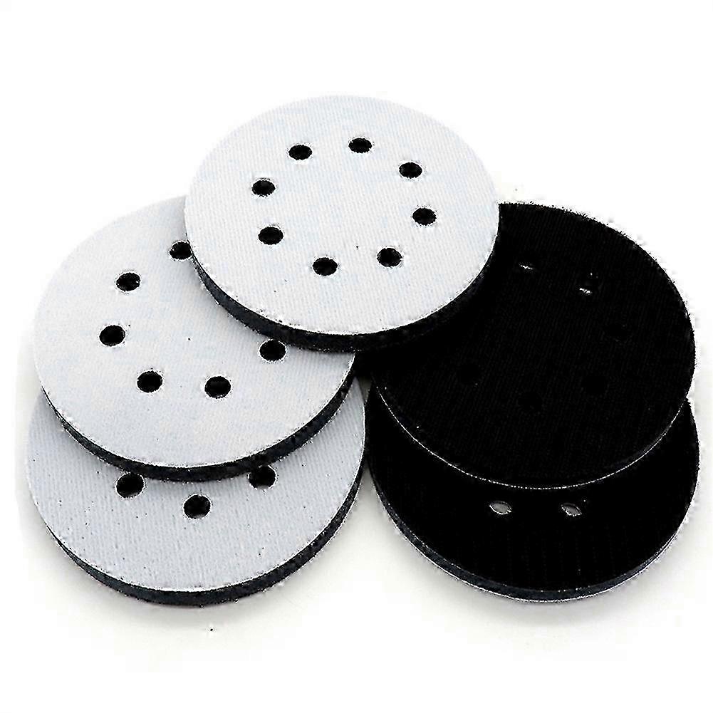 5pcs 5 Inch 8 Hole Sanding Interface Pads, Soft Sponge Hook Loop Pads, Compatible with Orbital Sander