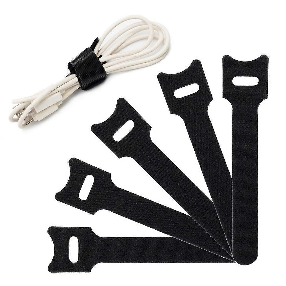20PCS 6 Inch Hook and Loop Cable Ties, Reusable Adjustable Microfiber Straps for Tangle Cord Management, Black