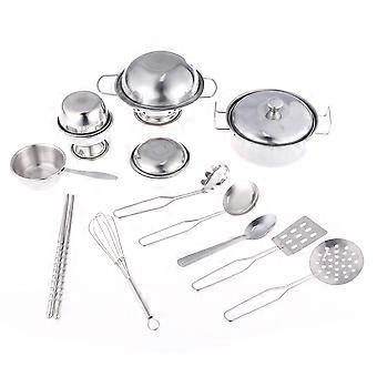 Silver Children's Educational Kitchen Cutlery Set for Home Use 16Pcs Pack