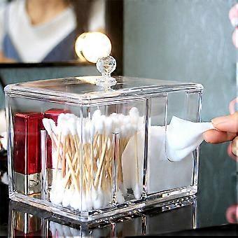 Makeup Organizers Acrylic Transparent Box Sanitary Cotton Storage Organizer for Home Use 1Pack