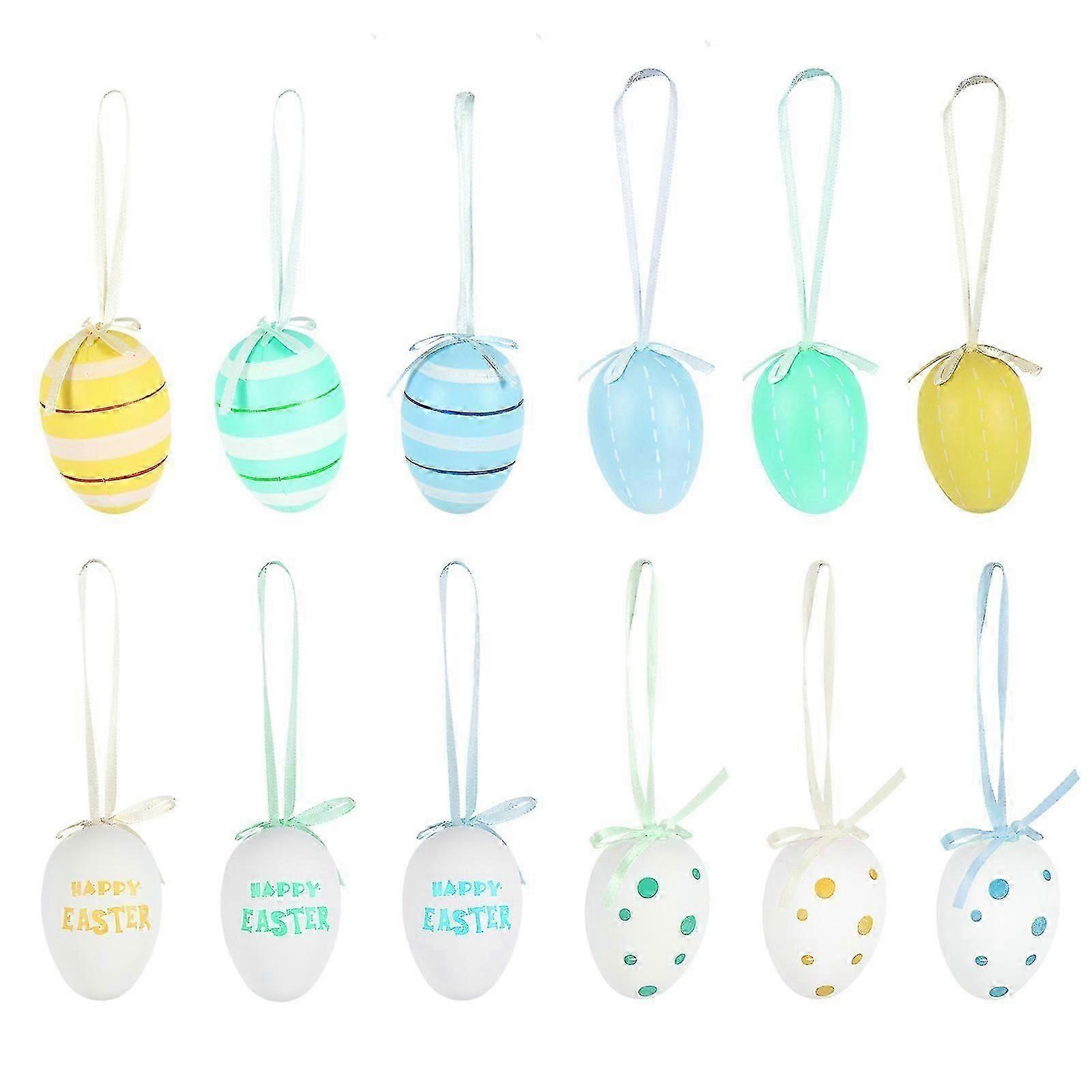 18pcs Creative Diy Easter Egg Decorative Plastic Egg Pendant Party Decorations