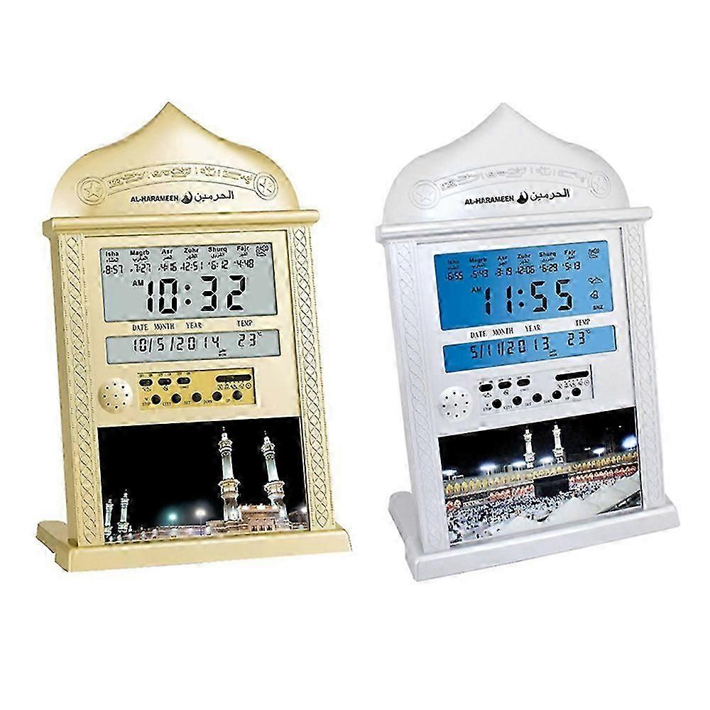 Azan Mosque Prayer Wall Clock Islamic Calendar Ramadan Alarm