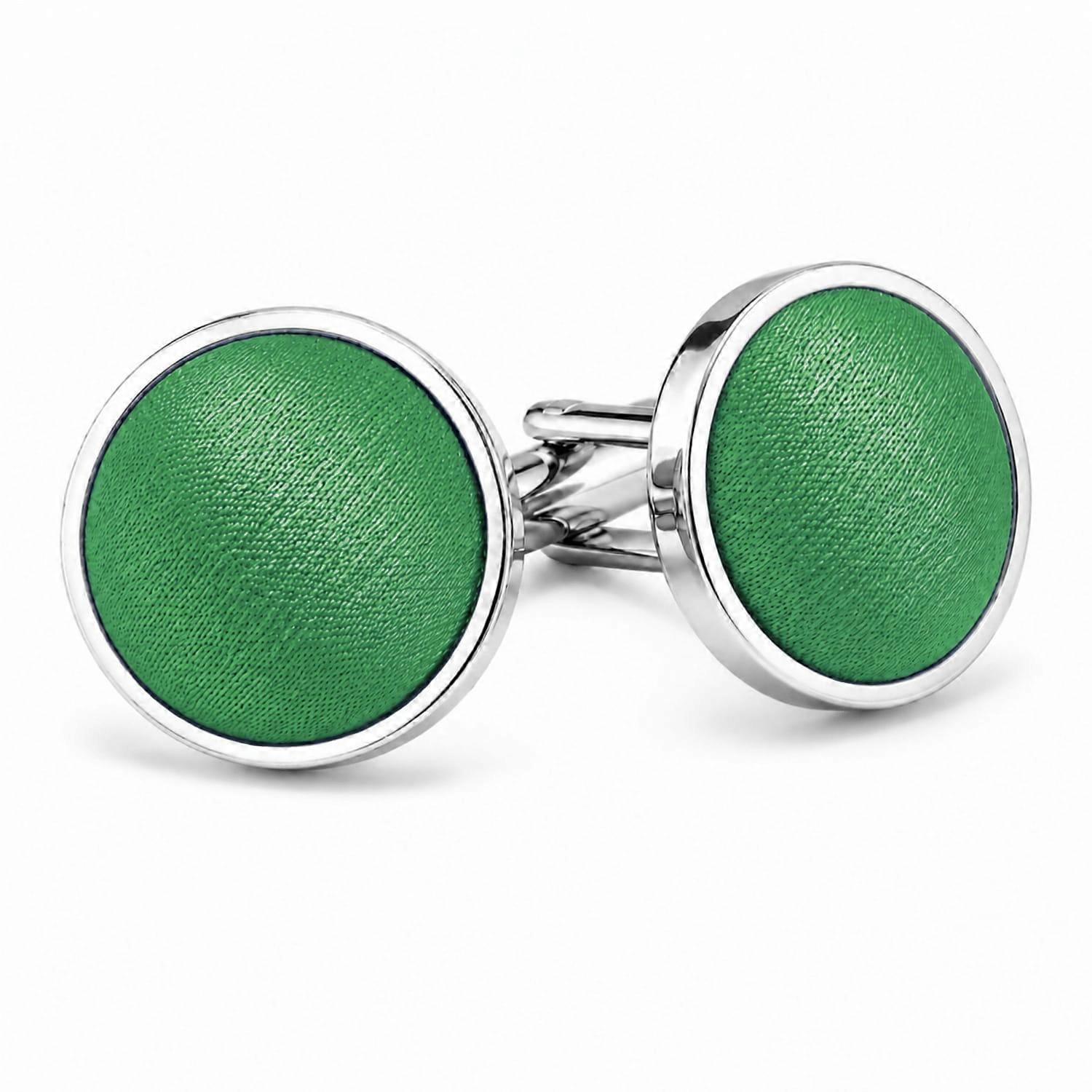 Emerald Green Plain Satin Cufflinks