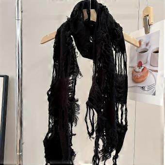 Scarf Wrap Shawl Soft Solid Color, Fringe Mesh Tassel Lightweight Vintage Style for Men and Women All Season