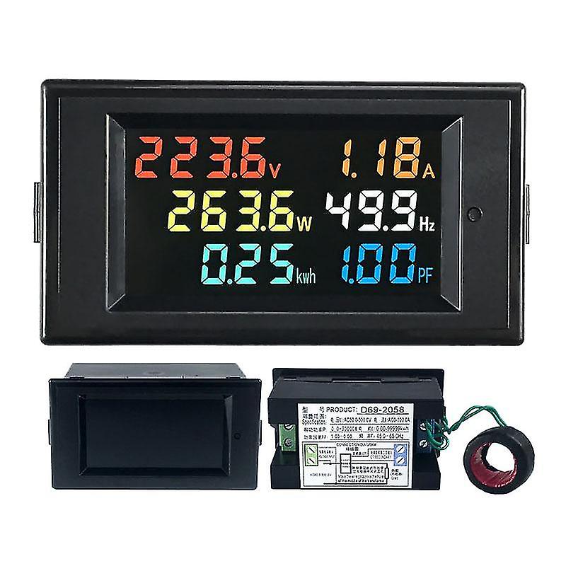 D69-2058 וולטמטר זרם אמטר גורם הספק כוח מד תדר אנרגיה חשמלי מד תדר אנרגיה דיגיטלי לוח וואטמטר LCD וולט מגבר