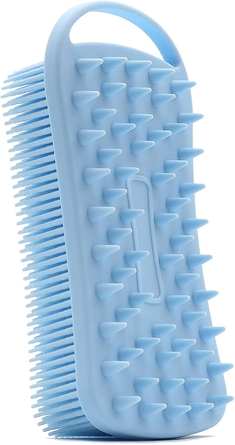 シリコンボディスクラバー、ボディ用2 in 1シャワースクラバー、敏感肌用ソフトシリコンヘチマ、頭皮マッサージャーシャンプーブラシ、両面ボディブラス