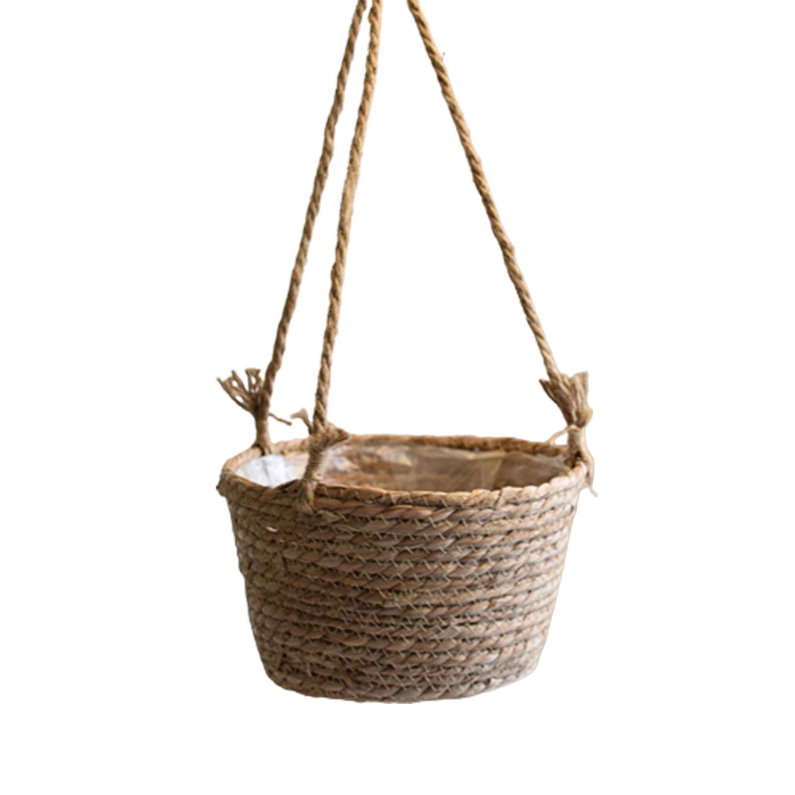 Hanging Straw Woven Flowerpot Stable And Practical Large Size For Succulent Plants Flowers