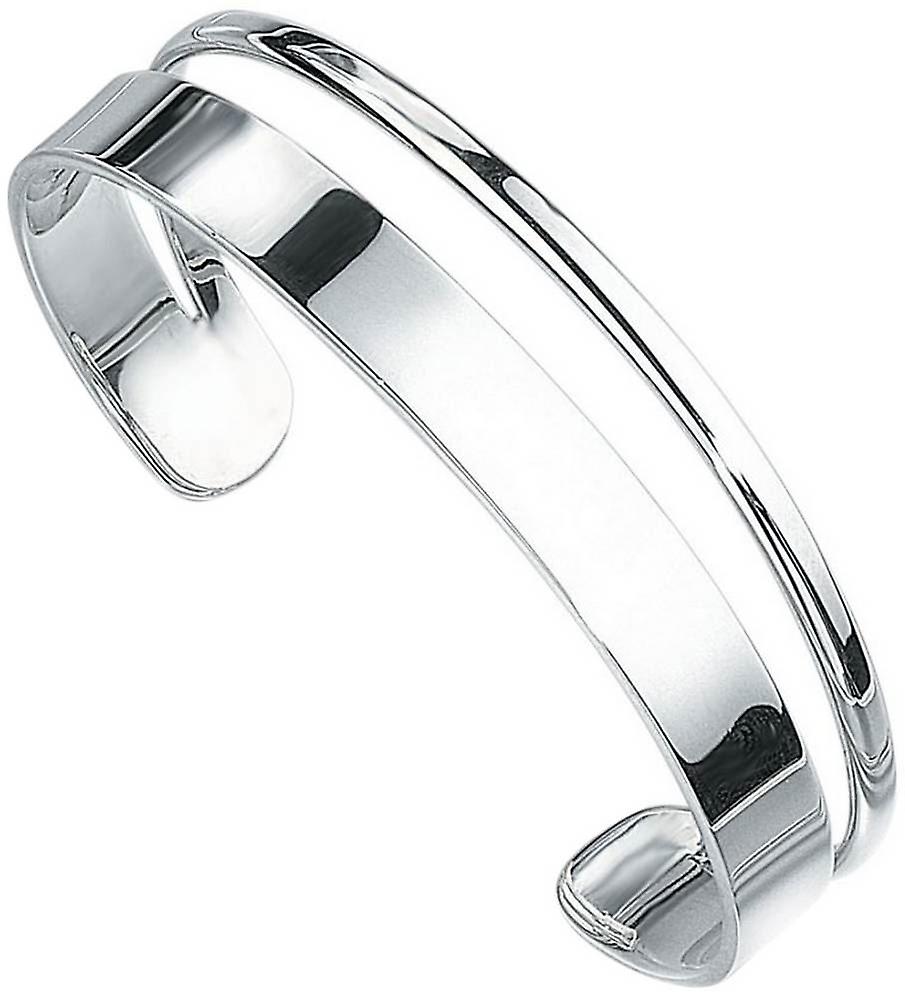 Beginnings D Shape and Flat Torque Bangle - Silver