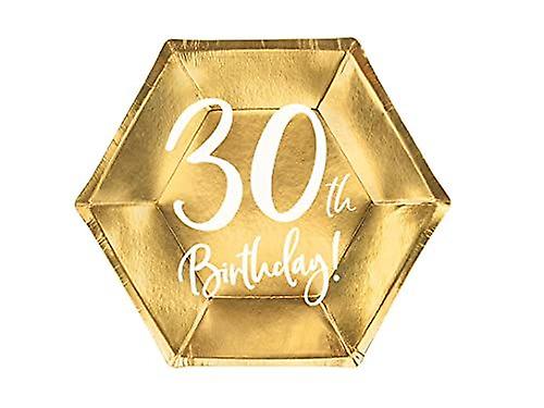 Gold 30th Birthday Party Paper Plates Partyware Tableware 20cm x 6