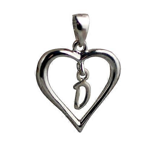 Silver heart Pendant with a hanging Initial D