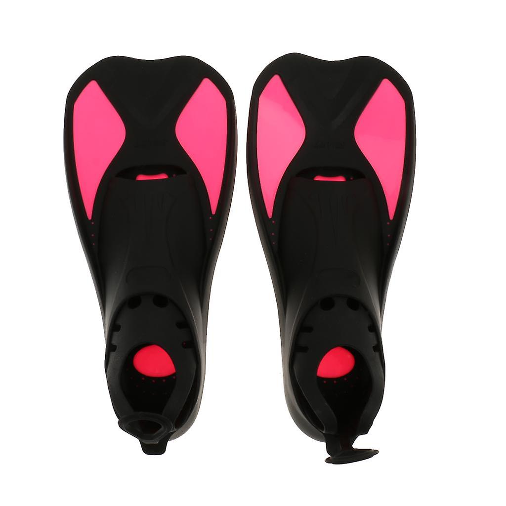 Kid Adult Full Foot Short Scuba Diving Swim Training Flippers Rosy XXS