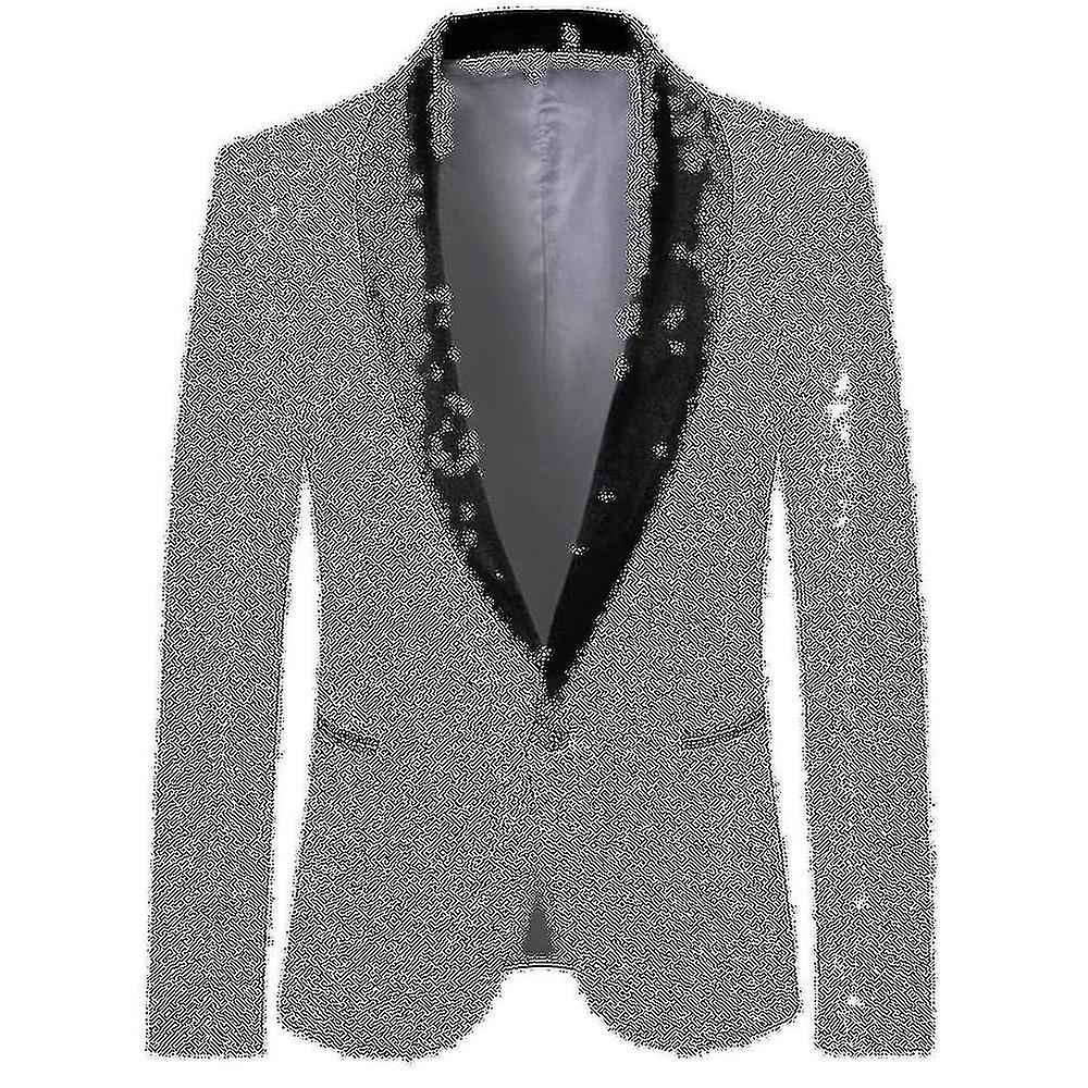 Men's Fashion Sequin Casual Blazer Wediing Celebration Suit Jacket