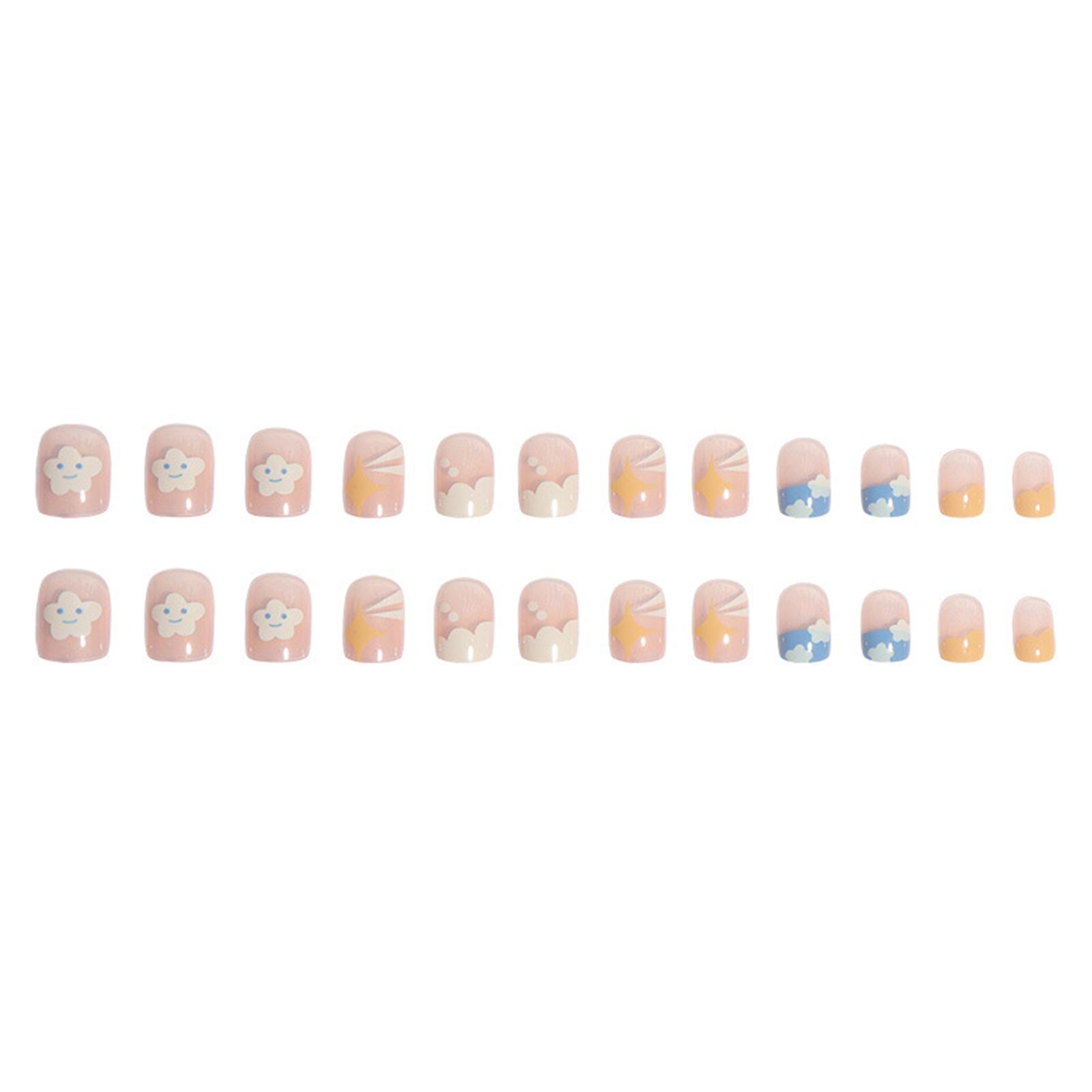 Cloud & Smile Short Fake Nails With Comfortable Touch As Natural Nails For Any Diy Nails Art Family Day