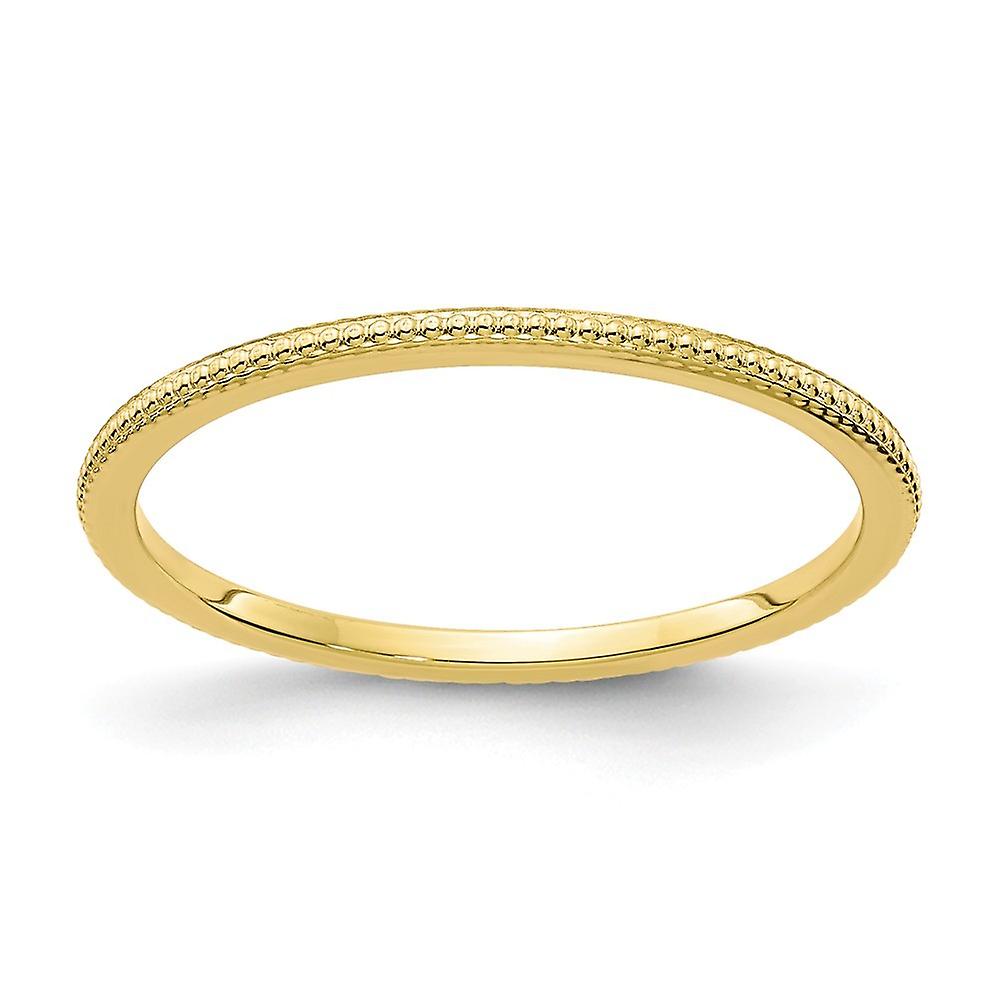 10ky 1.2mm Bead Charm Stackable Band Ring-Stackable-Ring for Women and Men - Ring Size: 4 to 10