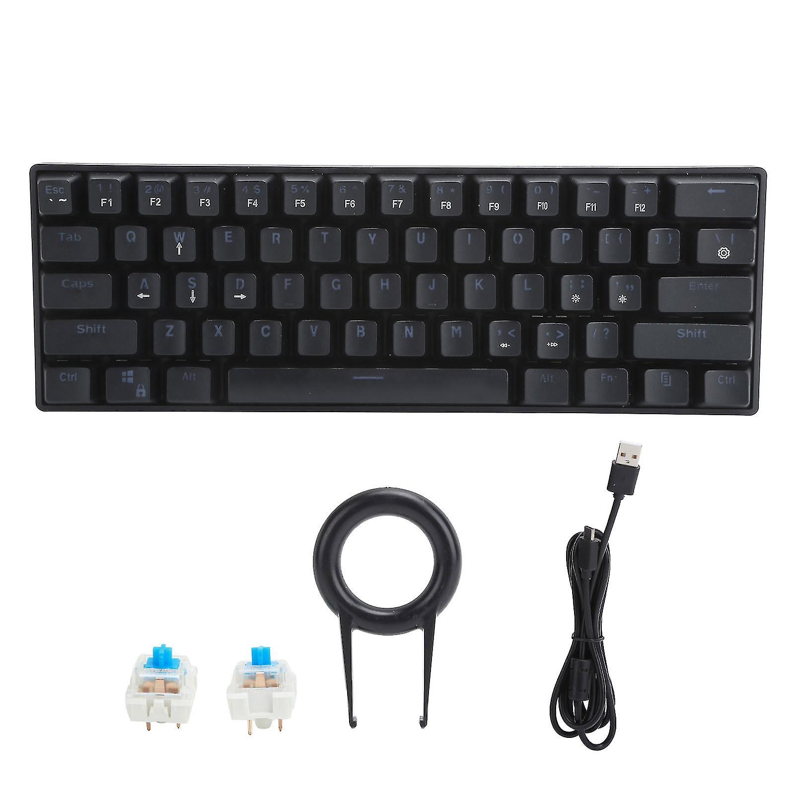 61 Key Wired Mechanical Keyboard Led Backlit Gaming Keyboard With Blue Switch For Computer