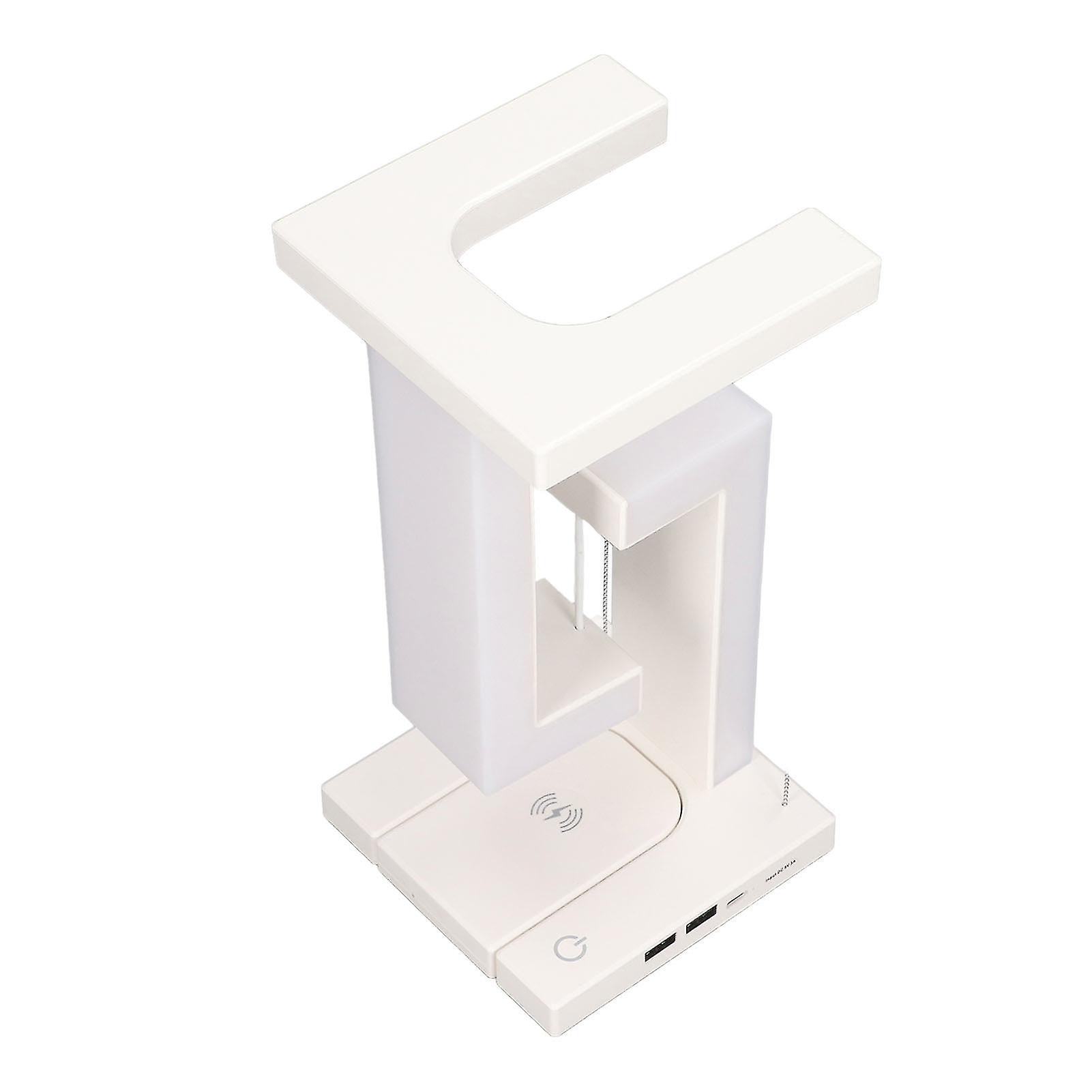 Magnetic Levitation Night Light 3 Gears Touching Switch LED Table Lamp with Phone Wireless Charging White 