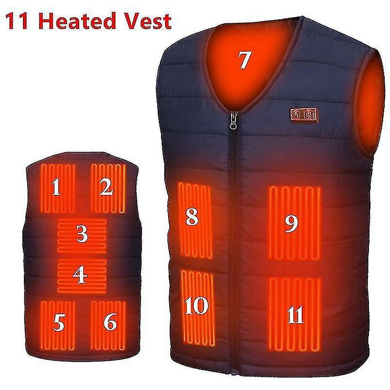 Unisex Heated Vest with Triple-Switch and 11 Heating Areas, Battery Extra