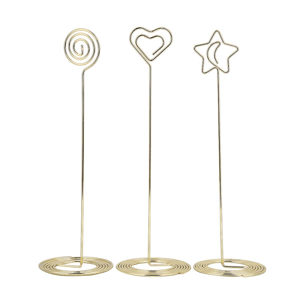 Gold 220mm Memo Clip Holder: Card and Picture Note Stand for Office Desk