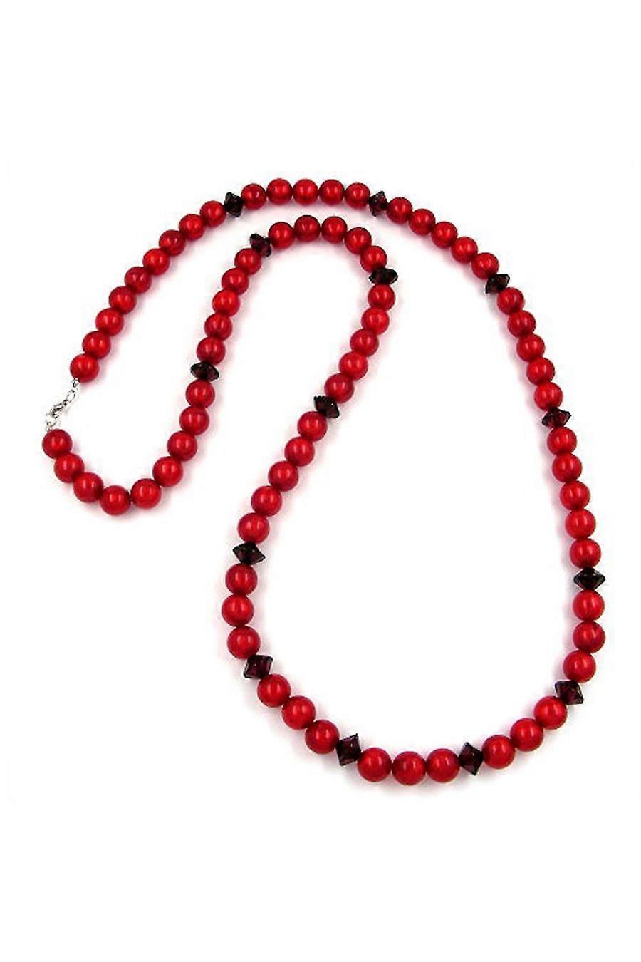 Necklace Beads Red 100cm - Gl02252