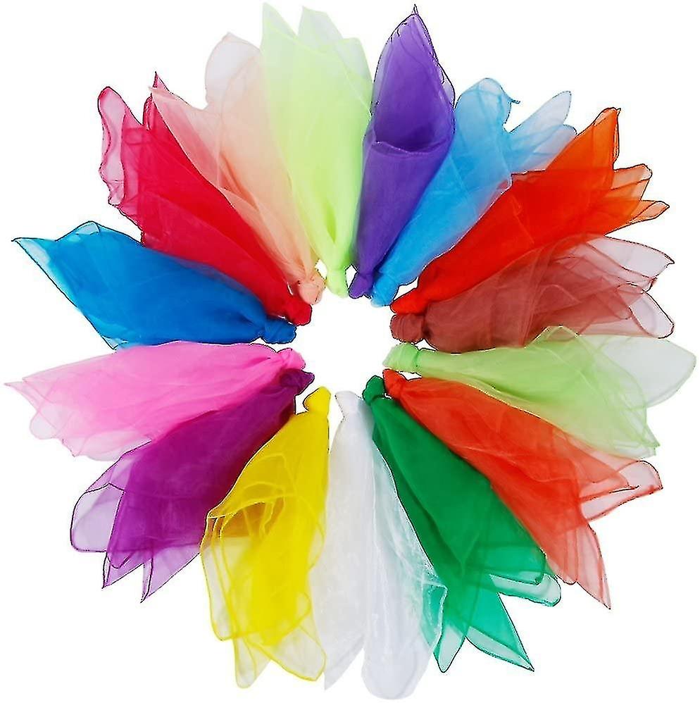 15pcs Foulards de danse, Muti-color Jonglage carré Soie Foulards de danse Magic Tricks Performance Props Rh