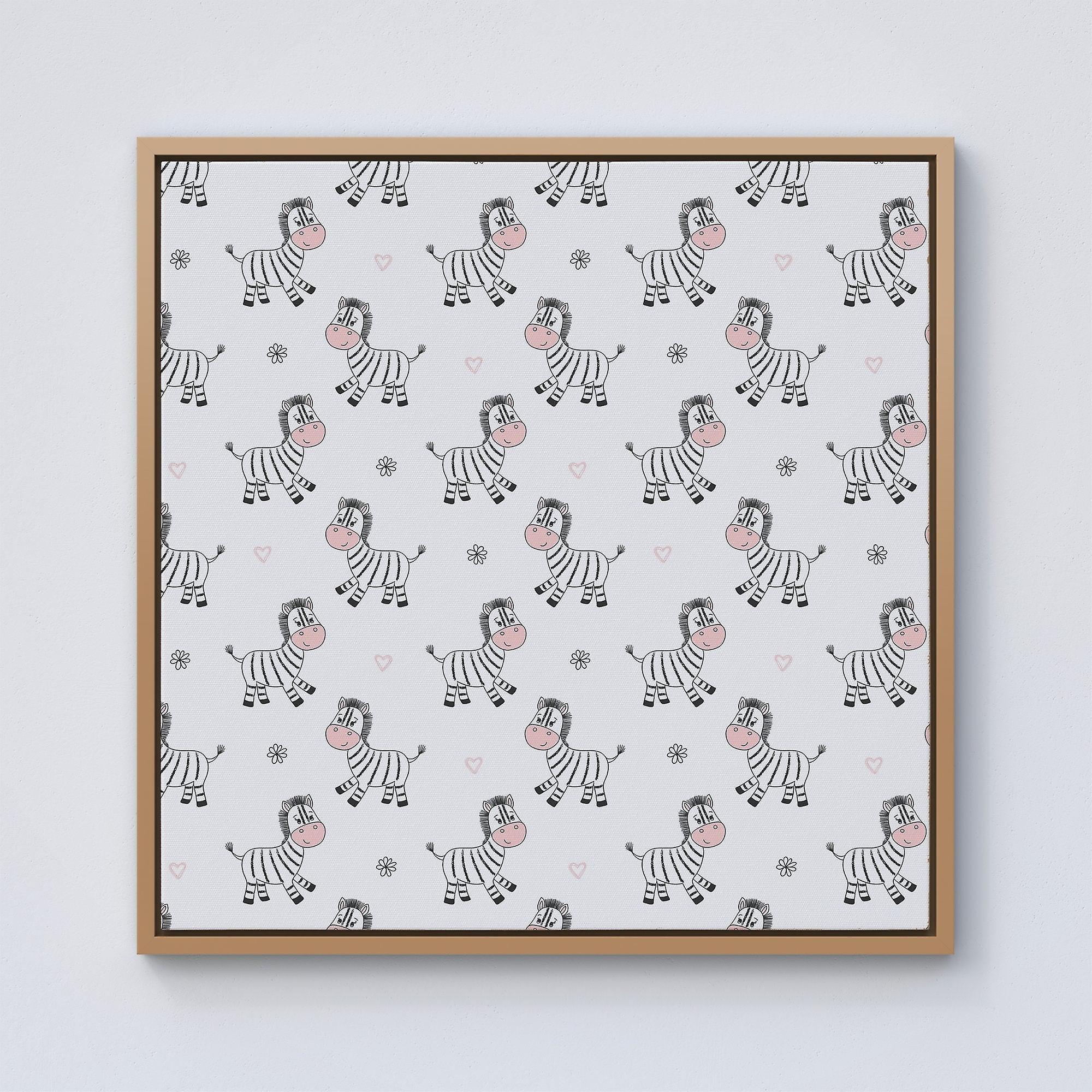 Cute Hand Drawn Zebra Framed Canvas
