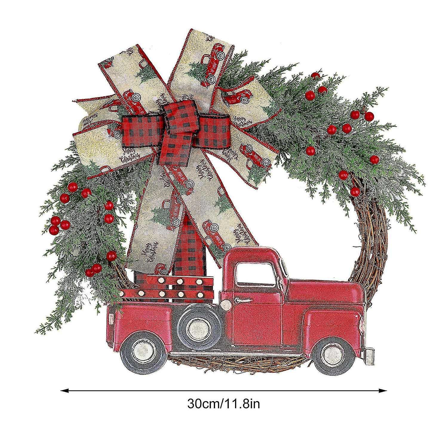 زينة سقوط الشاحنة الحمراء ، إكليل حصاد الخريف ، الباب ، تعليق الحائط