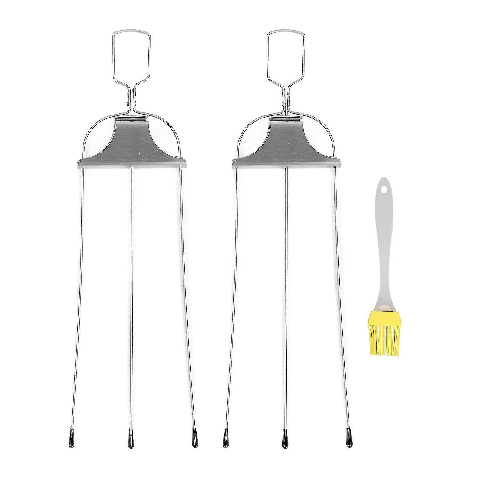 Stainless Steel Barbecue Skewers - Pack of 2 - 11in - Flat Prong - Ideal for Meat Veggies and Fruits