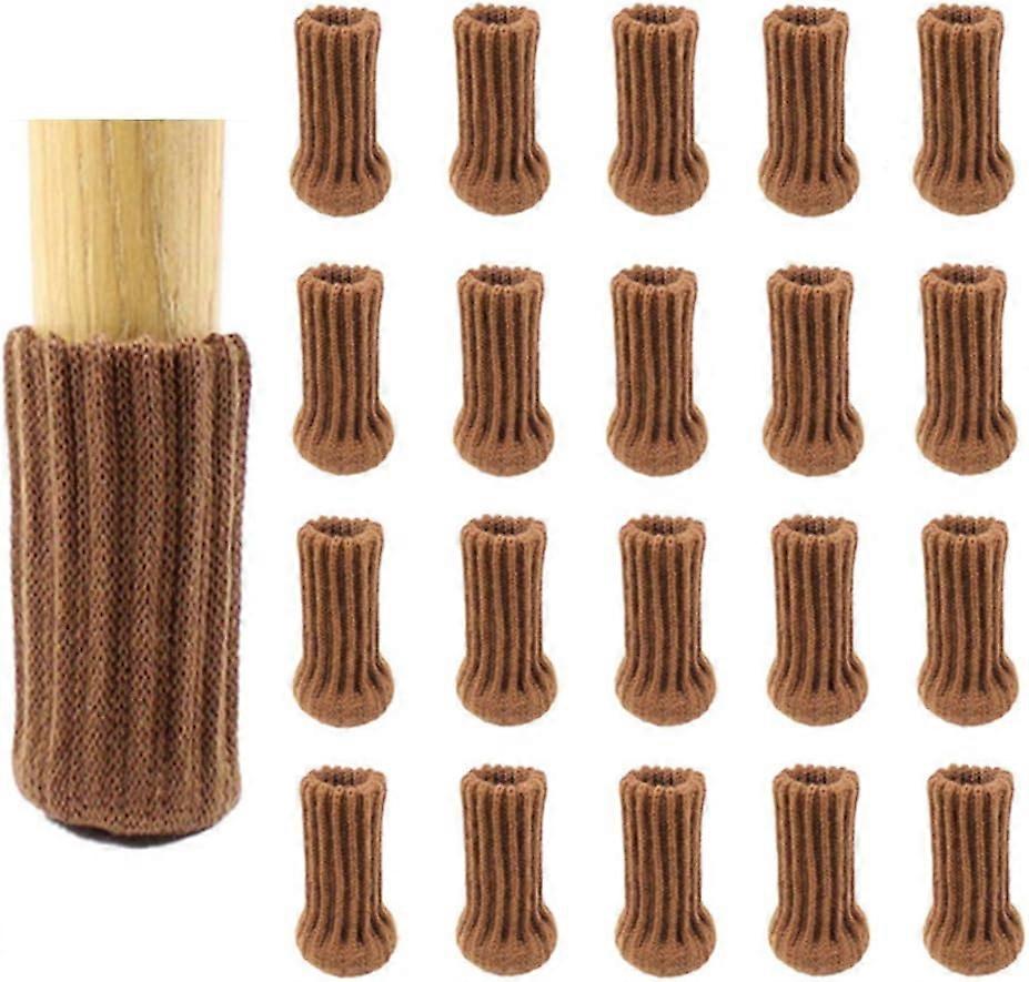 Lot de 24 chaussettes de chaise,Marron, double tricot pais pour pieds de chaise, pieds antidrapants, protgent le sol