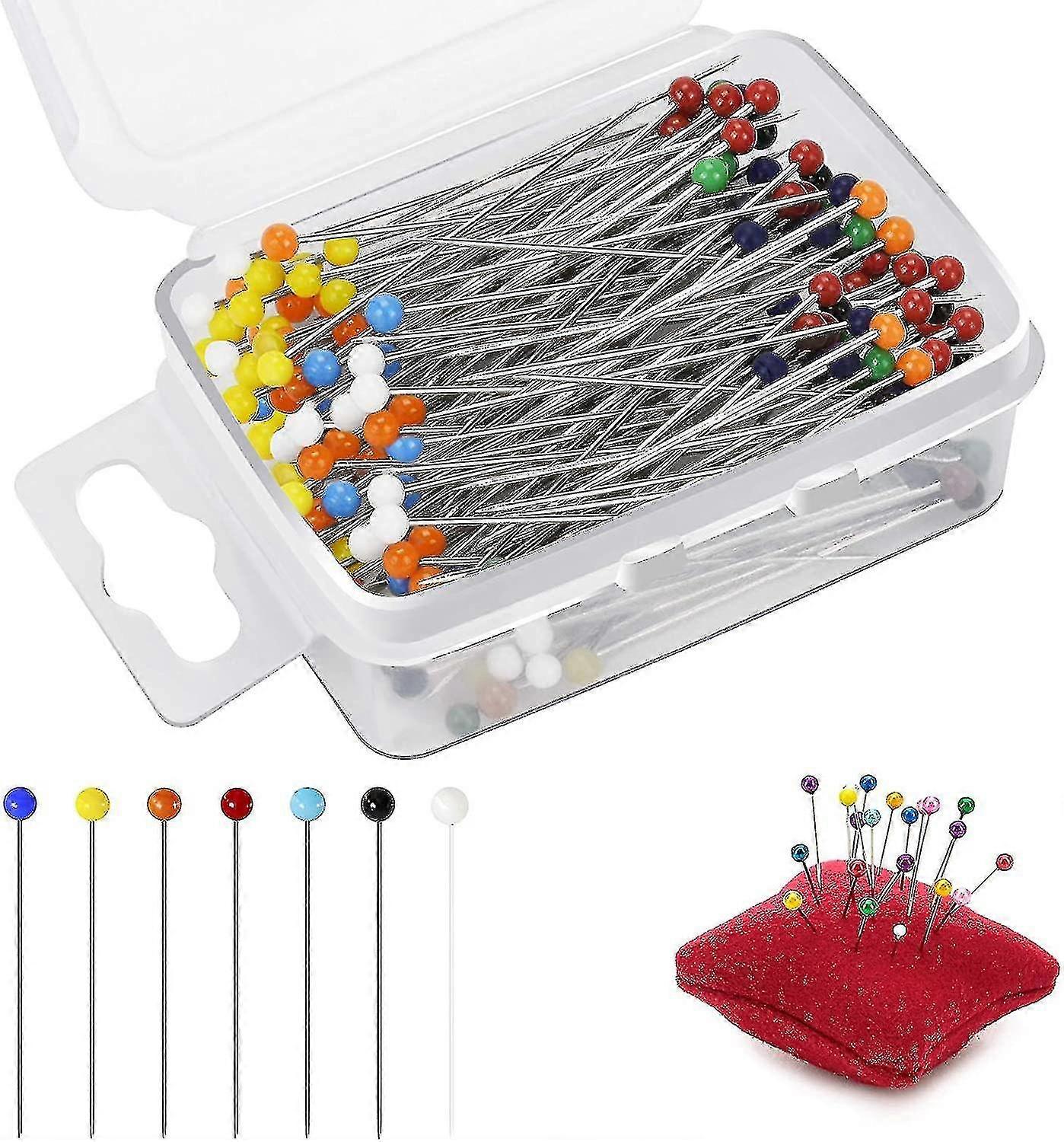 Handmade Fixed Needle Glass Head Needles Colored Beading Needles Positioning Needles For Garment Making Process (color) (100)