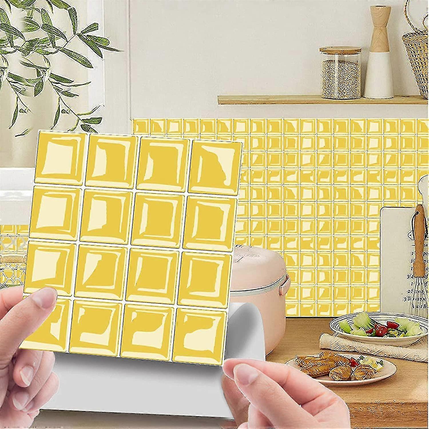 3.94x3.94 « Peel And Stick Tile Backretret, 3D Simulation Mosaic Small Grid Stickers Decorative Decals