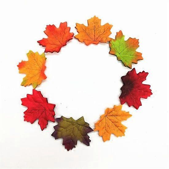 100 Pcs Artificial Maple Leaves For Natural Autumn Decorations - 13 Random Colors