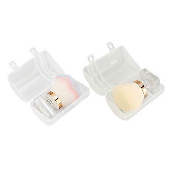 2pcs Loose Powder Brush Set With Transparent Base Soft Dense Brush Hair Synthetic Shed Free Blush Brush
