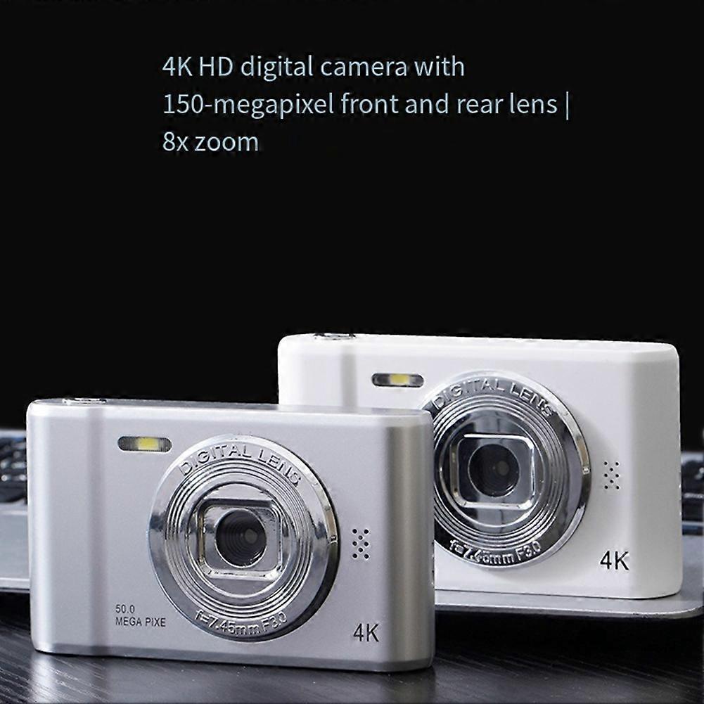 Câmera Digital 4K HD Fotografia Viagem Selfie Camara 2,4 polegadas Selfie Mini Retro Cam Prata