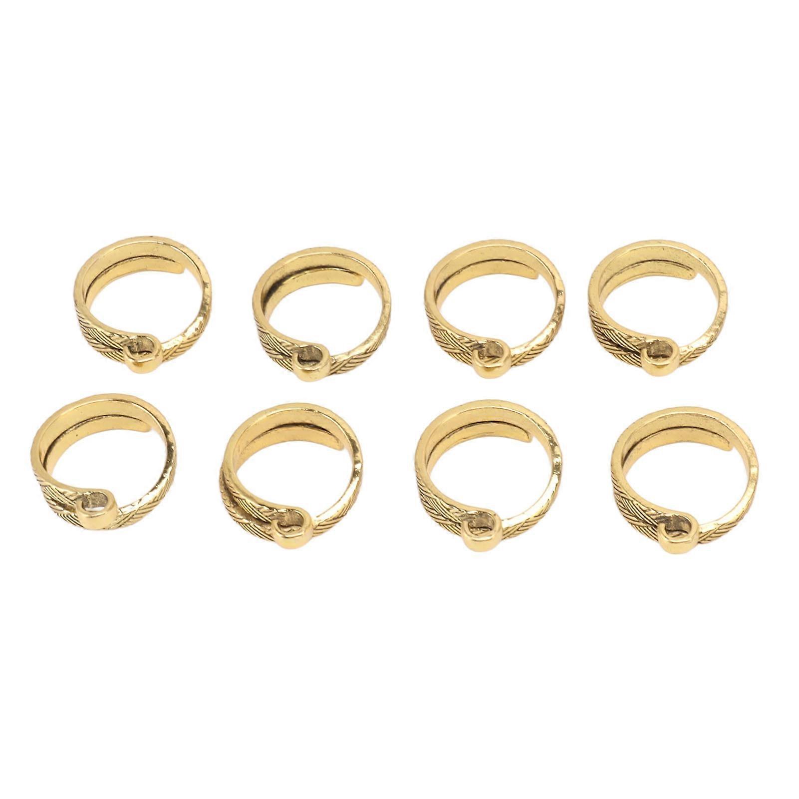 8PCS Knitting Crochet Loop Ring Open Design Alloy Adjustable Yarn Gold Guide Finger Holder for DIY