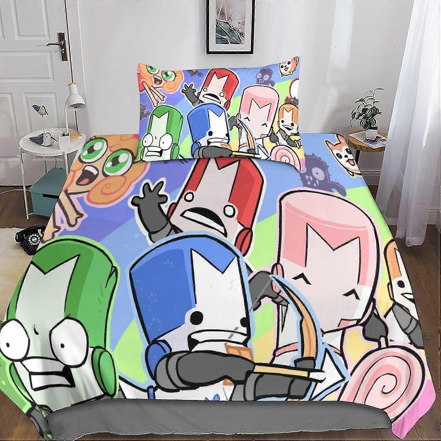 Castle Crashers Sängkläder Set Sängkläder för vuxna och barn D Print Pattern The Castle Not Invited Mjukt påslakan i mikrofiber med örngott 13