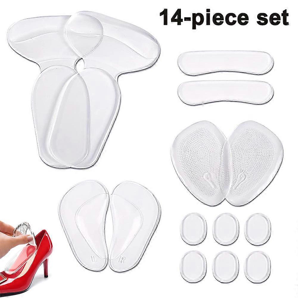 Set of 14 Clear PU silicone Heel Grips Liners High Heel Inserts Insoles Arch Sup
