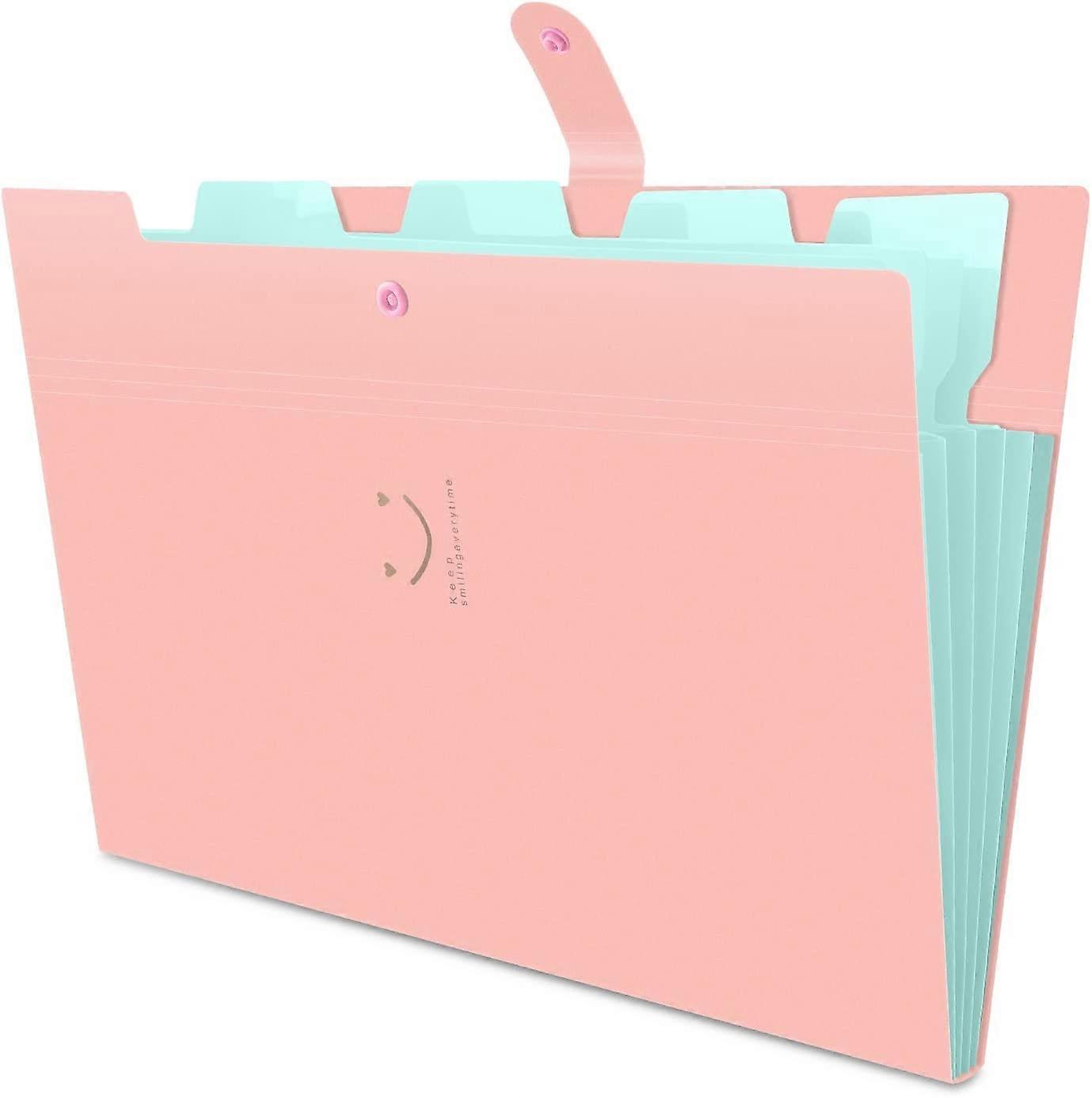 Expanding File Folder, A4 Letter Paper Pockets Accordion Document Organizer Bag Pink