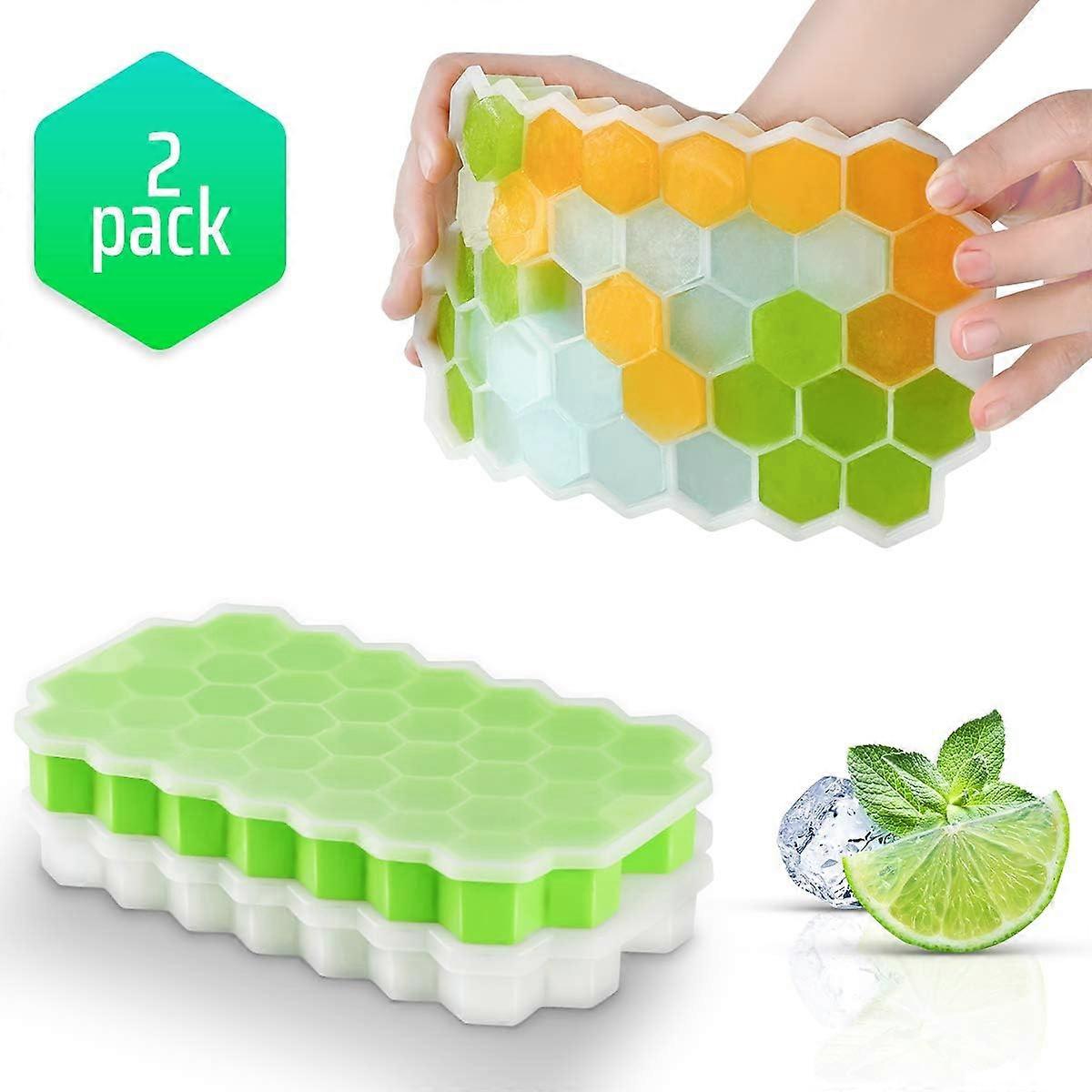 2025,Ice cube tray, 2 pieces, 74 compartments, silicone ice cube tray, ice cube tray, stackable with lid