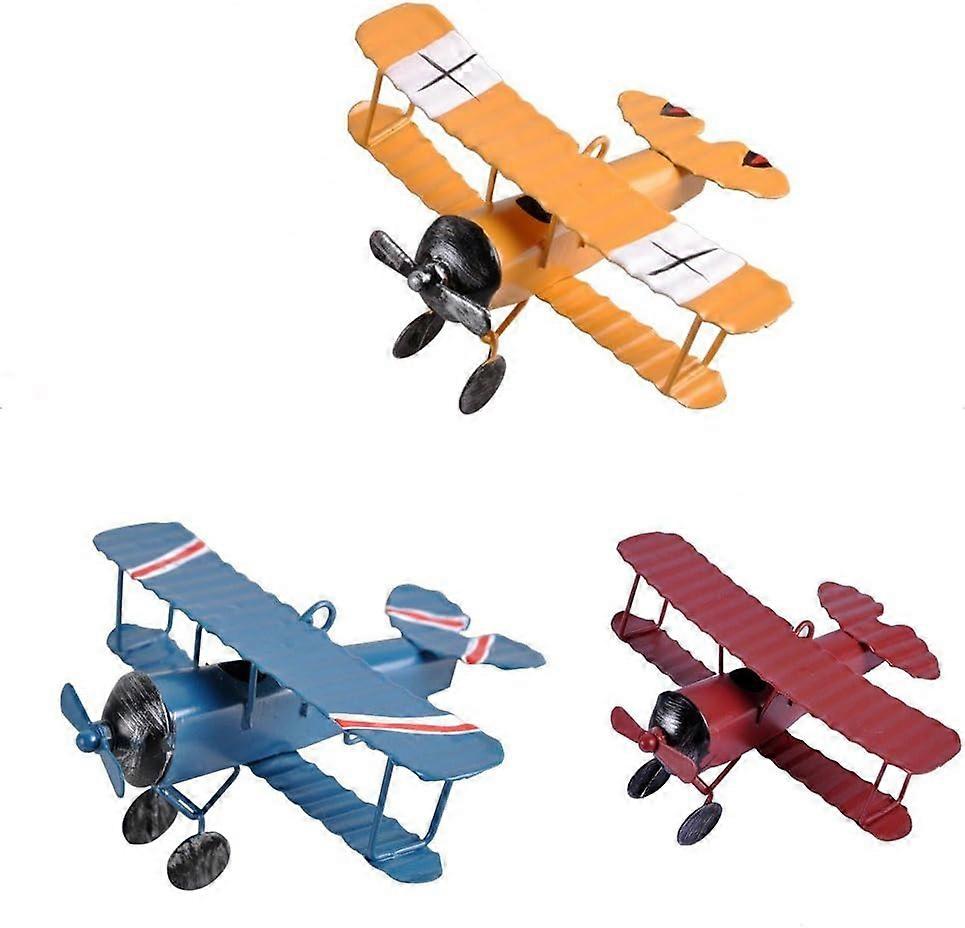 2025 ، 3 قطعة طائرات معدنية عتيقة نموذج الحديد الرجعية الطائرات الشراعية طائرة شراعية ثنائية السطح قلادة نموذج طائرة لعبة أطفال