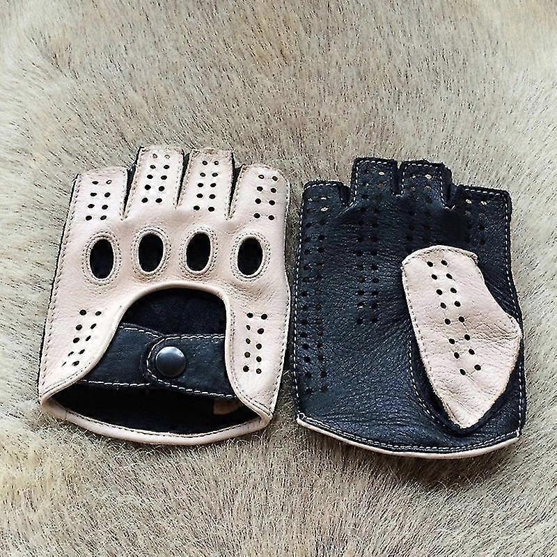 توصيل مجاني رجل بلا أصابع نصف إصبع القيادة اللياقة البدنية دراجة نارية ركوب الدراجات غير مبطن جلد الماعز الرجال الجدد قفازات جلدية قفازات