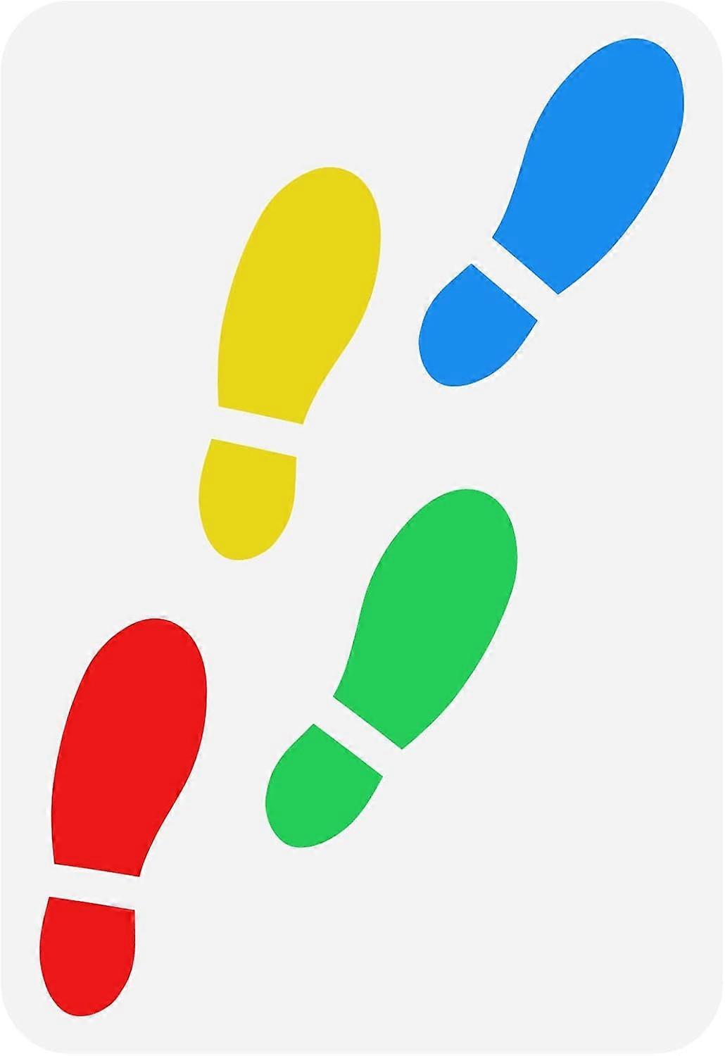 Footprint Stencil 11.7x8.3 inch Reusable Footprint Symbol Stencils for Painting Hollow Out 4 Footprint Drawing Stencils Plastic PET Shoe Print Craft S